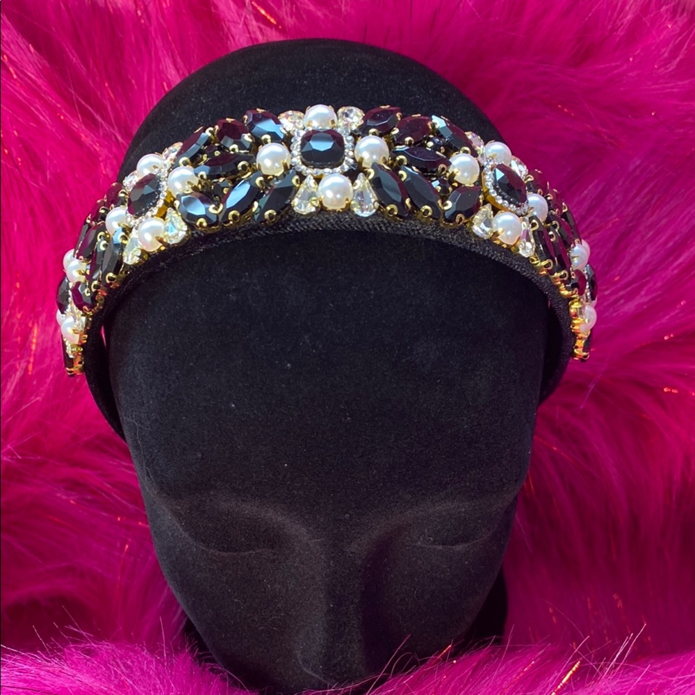 Black & Pearl Glamour Statement Headband